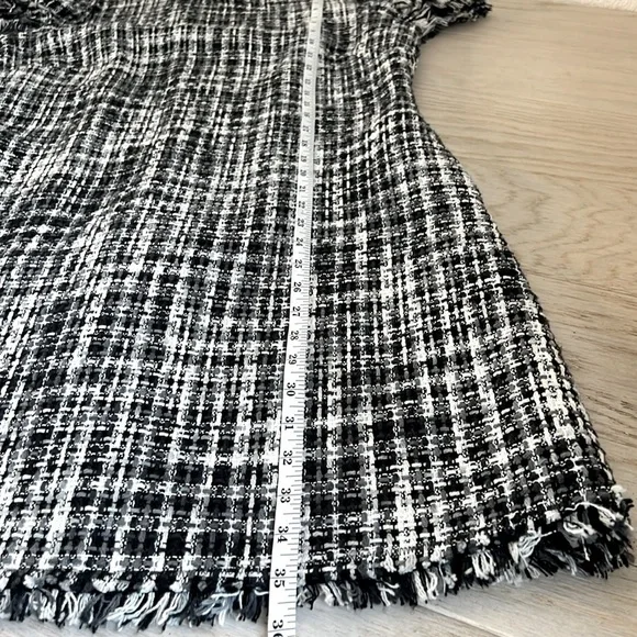 KATE SPADE l Flutter Sleeve Tweed Dress Black White Pockets Size 10 / Medium* - Picture 11 of 14